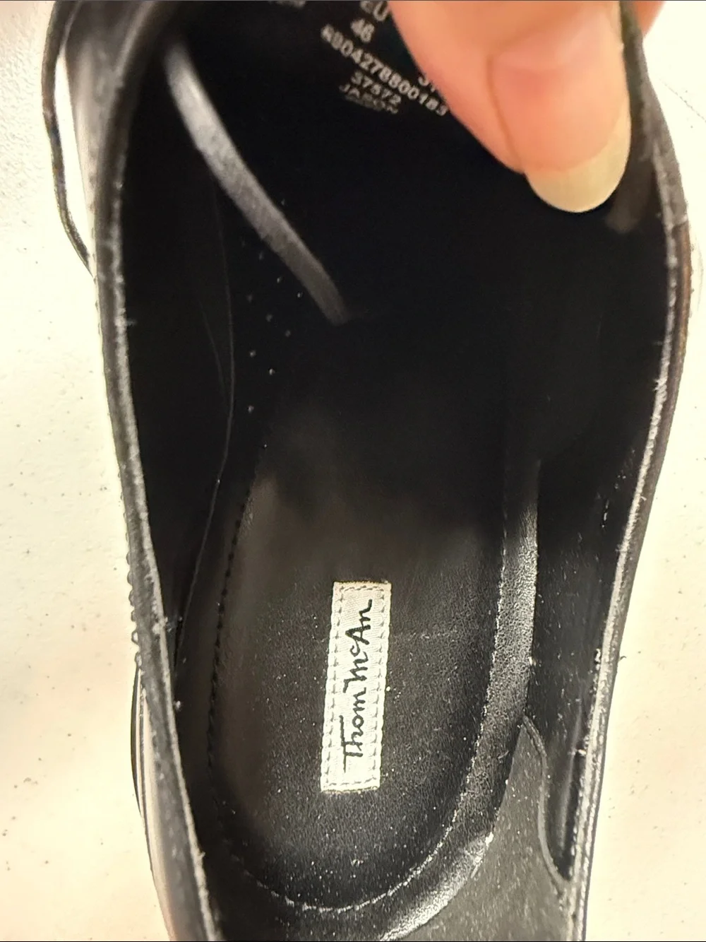 Thom McAn Men's Black Leather Cap-Toe Derbys